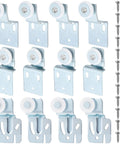 12 Piece Sliding Closet Door Roller Kit For Top Hung Bypass Wardrobe Doors With Three Quarter Inch Wheels In Two Offsets One Half Inch And Three Eighths Inch And Seven Eighths Inch Nylon Wheels With One Half Inch Offset
