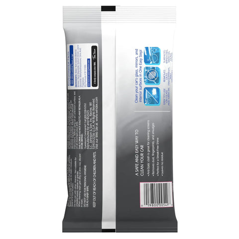 Back view of Auto Wipes For Cars And Screens Quick Streak Free Shine Ammonia Free Cleaner Wipes Safe On Tinted Windows And Electronics package