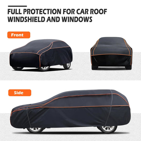 Beefy Waterproof EVA Thickened Hail Protection Car Cover For SUVs 182-190 Inches Fits Toyota RAV4, front and side view
