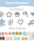 Custom Pet Toy Basket With Name Embroidery cute pattern guide for toy designs, featuring flowers, bones, and paw prints.