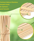 Straight Up Natural Bamboo Wooden Dowel Rods Quarter Inch by Twelve Inches Solid 50 Piece Craft Sticks stacked with smooth finishes.
