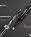Rear pair A-Premium BMW shock absorbers; exploded view with chrome rod, black cylinder, and dust cover