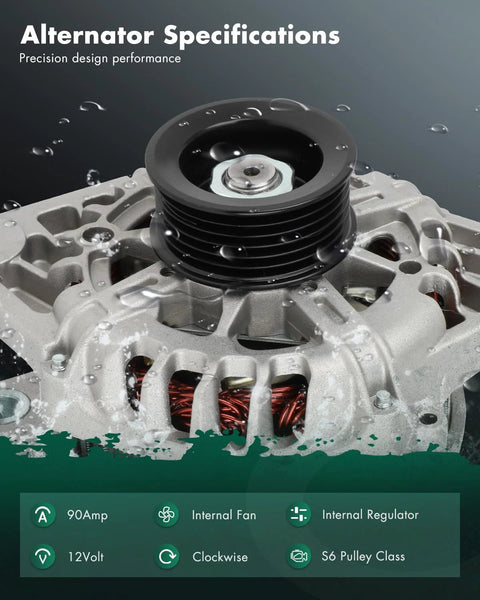 Close-up of New Alternator 13209 Fits Hyundai Accent Veloster 2012-2017 90 Amp CW 6-Groove Auto Generator Replacement