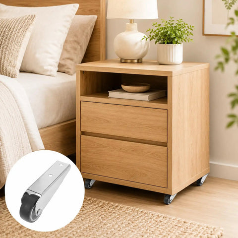 Heavy Duty Low Profile Caster Door Support Wheel Replacement For Garden Gates Rustproof Stainless Steel And Rubber Roller on nightstand