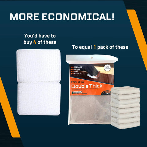 Slick Double Thick Stain Applicator Pad For Wood Finishes And Gel Coating With High Capacity Foam Core comparison with regular pads.