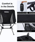 Front view of Grab-And-Go Lightweight Camping Chair For Adults Folding Portable Chair with square base and carry bag, 2.16 lbs.