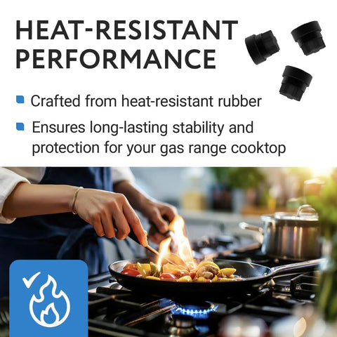 20 Pack Rubber Grate Feet Replacement for Stoves and Ranges, Heat Resistant, Easy 15 Second Install, Stable Support for Stove Grates