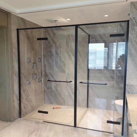 Badass Heavy Duty 304 Stainless Steel Glass Shower Hinges For Frameless Doors With 180 Degree Swing smooth operation in modern bathroom.