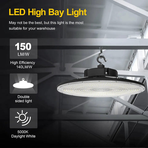 LED High Bay Light With Black Finish for Industrial Warehouses and Workshops Ultra Bright Energy Saving Ceiling Fixture