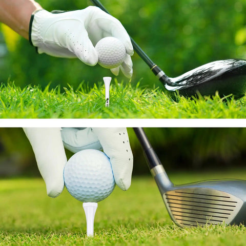 100 Pieces Bachelor Party Golf Tees Bulk Set Funny Tees For Golf Training And Practice Groomsmen Gift And Party Favors Durable Wooden Tees For The Guys Gift being used on grass with golf club and ball.