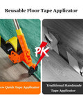 Image comparison of Slick Manual Floor Masking Tape Applicator For Warehouse Aisle Marking And Safe Zone Layout and traditional method.
