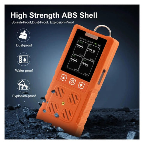 4 In 1 Gas Detector With O2, H2S, CO, And LEL Sensing, Heavy Duty Multi Gas Meter for Worksite Safety