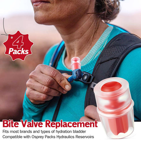 Bite Valve Replacement Pack For Hydration Reservoirs And Packs Silicone Sheath With Inner Post Fits Osprey Hydraulics And Most Brands 4 Pack Great For Hiking And Travel Or Everyday Hydration On The Go