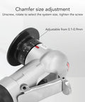 Chamfer size adjustment feature on Mini Pneumatic Chamfering Machine For 45 Degree High Precision Blade Type Air Beveling With 30K Rpm Speed.