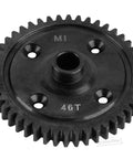 Hardened Steel 46T Spur Gear Upgrade for One Eighth Scale Sledge 4WD Monster Truck showing 46T marking and bolt holes