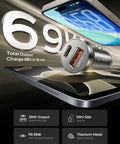 Top Shelf 69W Dual Usb C Cigarette Lighter Car Charger Adapter With Pd 36W And Pps 33W Swift Fast Charge with phone and charger.