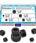60 Piece Carbon Steel Pipe Plug Fitting Assortment Kit With Five NPT Male Internal Hex Thread Socket Sizes in plastic case