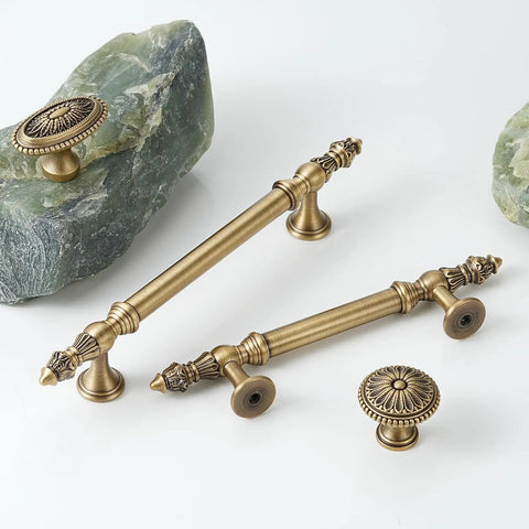 Twenty Pack Solid Brass Cabinet Pulls With Brushed Antique Brass Finish Six And Five Sixteenth Inch Hole Center Classic