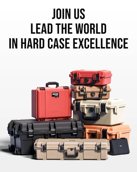 Assorted hard cases stacked, showcasing Waterproof Drone Hard Case For Mini 4K, Mini 2 SE And Mini 2 Fly More, IP67 Shockproof Travel Ready Case.