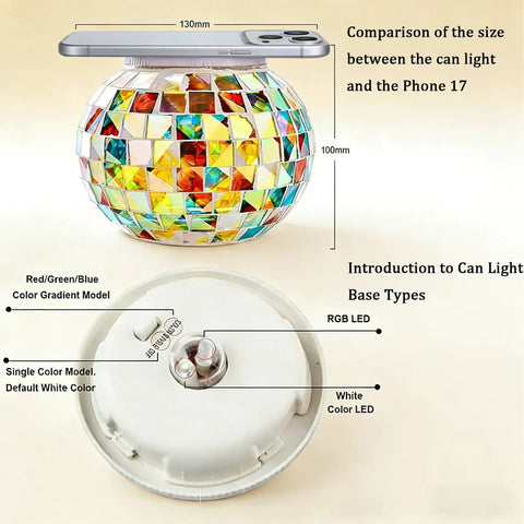 Color Changing Solar Powered Glass Ball Lights For Outdoor And Indoor Decor Mosaic Globe Lamp with size comparison