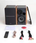 Powered Bookshelf Studio Monitors For Home Studio And Desk Setup 42 Watts RMS 2.0 Stereo Near Field Listening with accessories