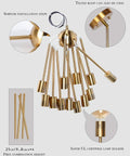 Modern Gold Sputnik Chandeliers Set Of 12 Brass Industrial Ceiling Lights showing components and installation details