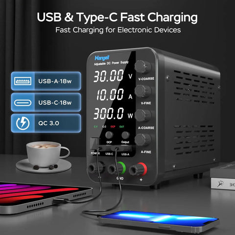 Beefy Variable DC Power Supply 0 To 30V 0 To 10A With Encoder Coarse And Fine Adjustments Knob Regulated Bench Lab Power Supply