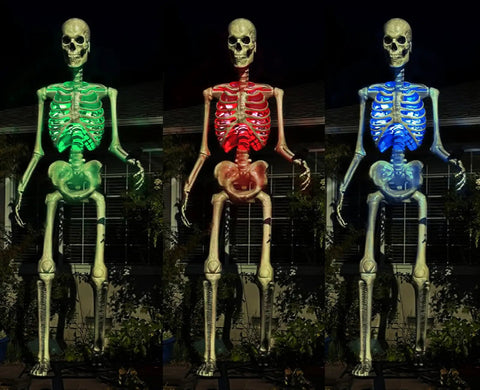 12 Foot Skeleton Light Kit With RGB Color Changing LEDs Outdoor Halloween Decor With Timer Waterproof Boss Level Giant