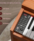 88 Key Digital Piano Keyboard Full Size Electric Piano with LCD Display and Controls, Wooden Case, Highlighting Imported Sound Features