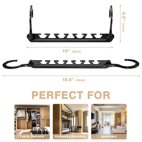 Magic Hangers Space Saving No Brainer 10 Pack Upgraded Sturdy Smart Space Saver Hangers Ultra Premium Black Hooks Triple Closet Space Maximizers For Closet Organization Storage And College Room Essentials