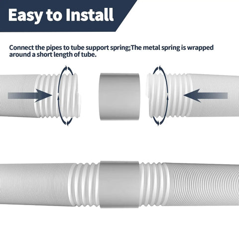 5.9 Inch Portable Air Conditioner Hose Extension Coupler for clockwise and counterclockwise threads, shown in assembly