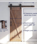Beefy Heavy Duty Sliding Barn Door Hardware Kit 5ft Black With Pull Handle Set And Floor Guide Fits 30 Inch Wide Door Panel