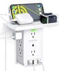 8 Outlet Wall Charging Station With 3 USB Ports And Built In Cable Organizer Shelf 4 Pack Plug In No Tools Needed