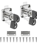 Tough As Nails Drawer Locks With Keys Two Pack Alloy Steel Cabinet Security, includes two locks, two keys, and screws for installation.