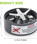 Extractor Blade Replacement For 600W And 900W Pro Series Blenders With Silicone Gasket Seal Ring shown with measurements