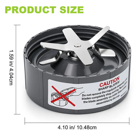 Extractor Blade Replacement For 600W And 900W Pro Series Blenders With Silicone Gasket Seal Ring shown with measurements