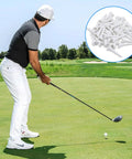Golfer using 30 Pack 1.5 Inch Short Plastic Golf Tees With Four Prongs For Less Friction And Side Spin Extra Stable And Durable Practice Tees