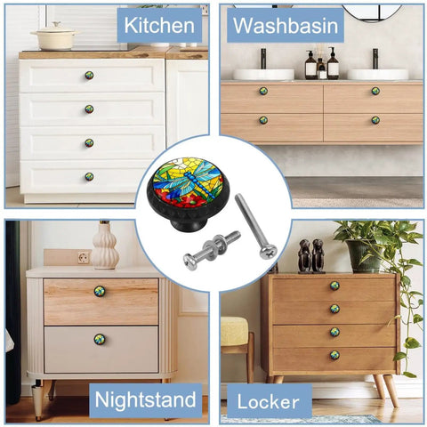 Glass Crystal Cabinet Knobs And Pulls 4 Pack, 35mm Round Drawer Knobs Displayed on Kitchen, Washbasin, Nightstand, Locker