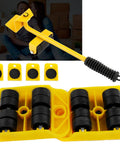 Aolidsive Heavy Duty Furniture Lifter Tool Set With Non Slip Roller Sliders featuring yellow lifter tool and black rollers for easy home moves.