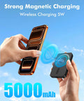 Ultra Slim Magnetic Portable Charger For Smartphones 5000mAh Power Bank in use with smartphone, demonstrating magnetic 5W charging.