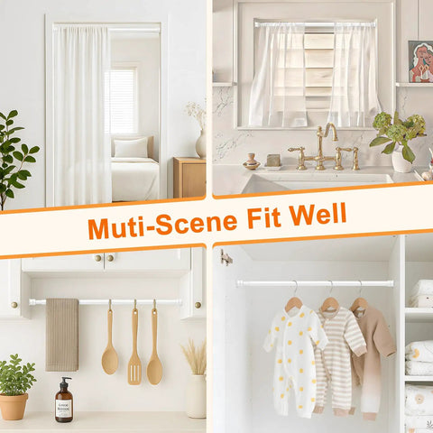 Adjustable Tension Curtain Rod Set 26 to 48 Inches 6 Pack Tool Free Install Easy Twist White Strong Secure Rods used variously at home