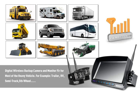 Wireless Backup Camera System Kit With Dual 7 Inch LCD Split Monitor For RV Truck Bus Camper And Trailer IP69K Waterproof