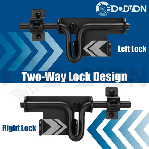 Beast Mode Heavy Duty Slide Bolt Gate Latch Black Powder Coated Steel Barn Door Hardware With Padlock Hole Two-way lock design.