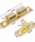 Premium 70mm Brass Ball Roller Catch For Cabinet Doors And Machines, with adjustable steel rollers, dimensions shown.