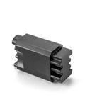 Mofun double-headed cam locking tool, angled side view, black metal block with multi-prong serrated end