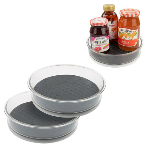 Two Pack 7.5 Inch Lazy Susan Turntable Organizer For Cabinets Fridge Pantry And Tabletop Must Have Space Saving Spice Rack