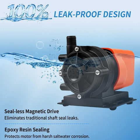 Heavy Duty Marine AC Water Pump 500 GPH 115V Magnetic Drive Circulation System With Run Dry Protection, detailed view.