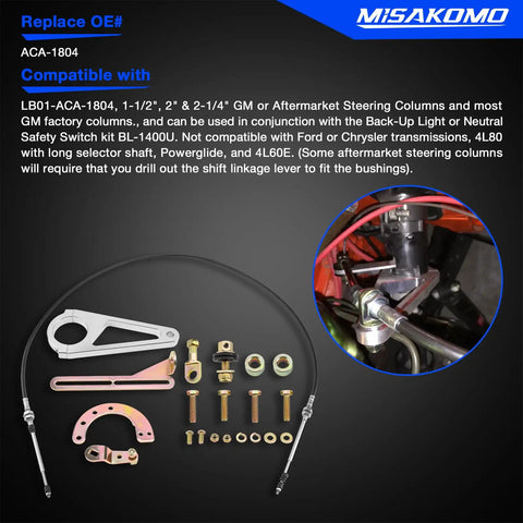 2 Inch Aftermarket Adjustable Steering Column Shift Linkage Kit For Easier Quick Shifts And Smoother Pedal Response Plug And Play Install Durable Aluminum Construction Easy Install Eliminates Transmission Wiring Hassles, with linkage parts and cables