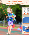 Child playing on Backyard Swing Set With Stand For Kids, Heavy Duty 440 Lb Metal A Frame Outdoor Playset, 26.2 Inch Seat