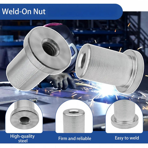 Hardcore Steel Chassis Mount Tab Weld On Nuts, 4 Pack 1/4 20 Threaded Inserts for auto fab, showing steel weld-on nut details.